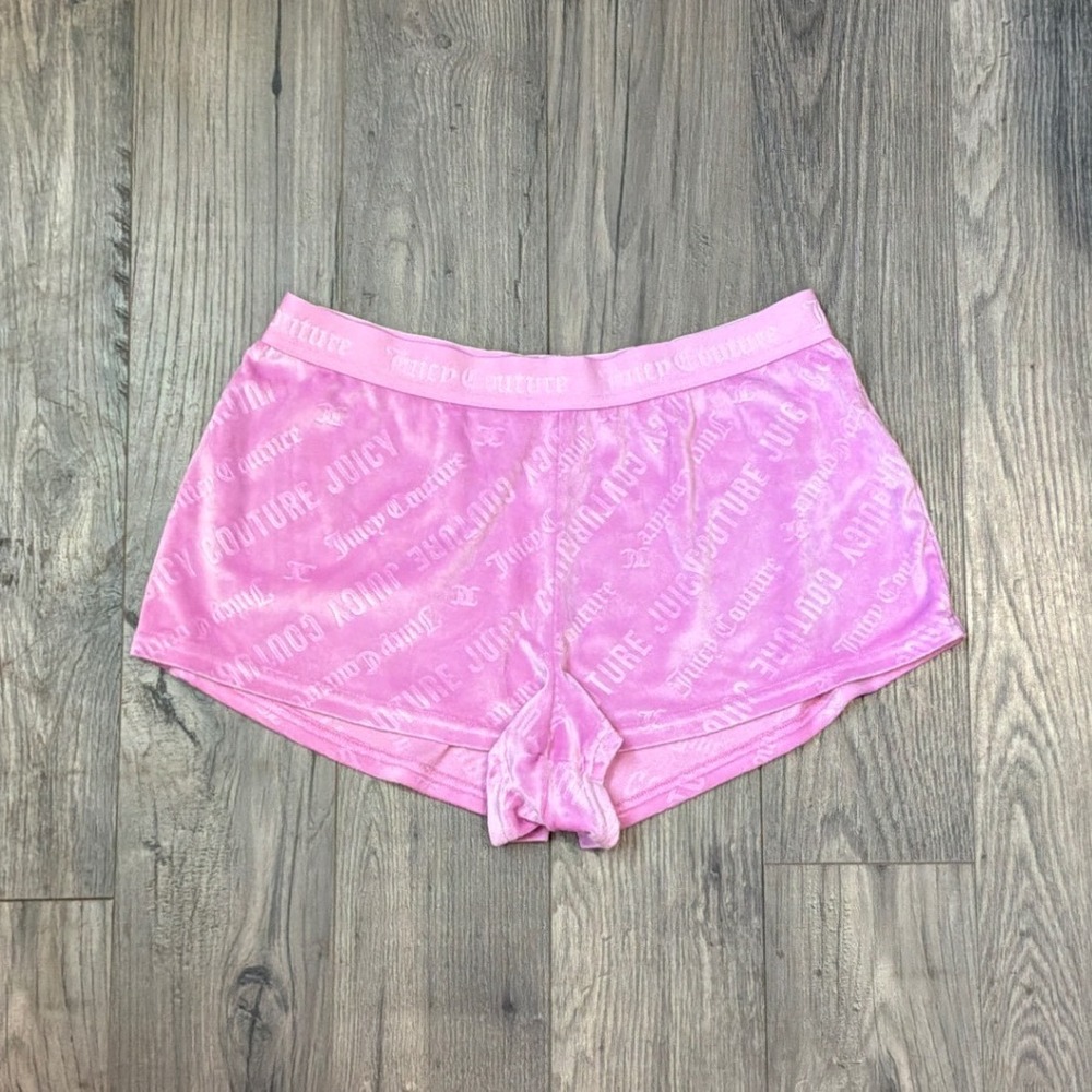 Juicy Couture Pink Velour Embossed Logo Sleep Shorts Womens Medium Y2K Lounge